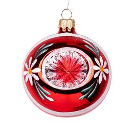 Bombka retro - reflektor 8 cm czerwony