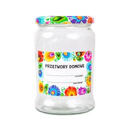 Stickers on a jar of 30 pieces - Lowicz white pattern