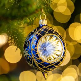 Bombka retro reflektor cytrynka - niebieska