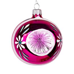 Bombka retro - reflektor 8 cm różowy
