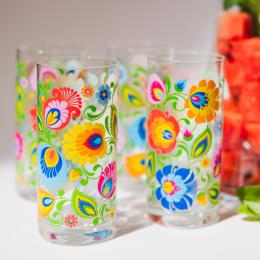 Szklanki do napojów kwiaty łowickie 280 ml - zestaw 4szt.