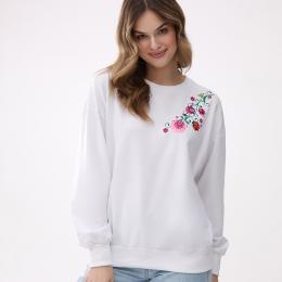 Sweatshirt with embroidery - white Lowicz pattern