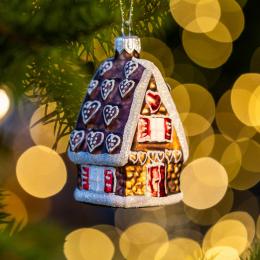 Bombka retro - domek serduszka wysoki