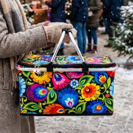 Koszyk piknikowy termiczny - łowicki czarny