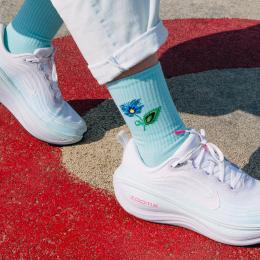 Skarpetki długie niebieskie - Kwiatek łowicki