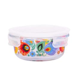 Pojemnik szklany 375ml okrągły - kwiaty łowickie