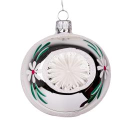 Bombka retro - reflektor 8 cm srebrny