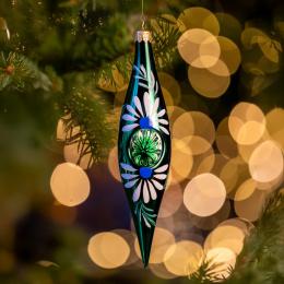 Bombka retro sopelek reflektor - zielona