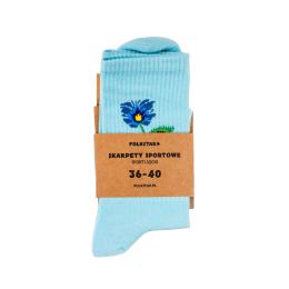 Skarpetki długie niebieskie - Kwiatek łowicki