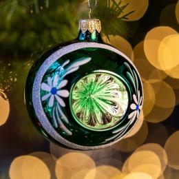 Bombka retro - reflektor 8 cm zielony