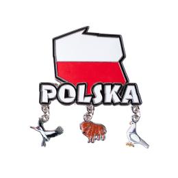Magnes z zawieszkami - Polska, bocian, żubr, gołąb