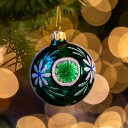 Bombka retro - reflektor 6 cm zielony