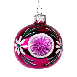 Bombka retro - reflektor 6cm różowy
