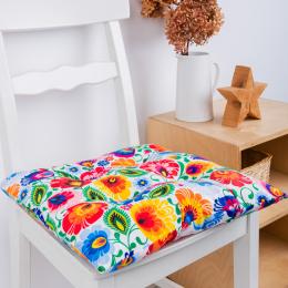 Poduszka na krzesło 45x45 cm - łowicka biała