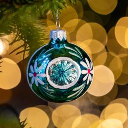 Bombka retro - reflektor 6 cm turkusowy