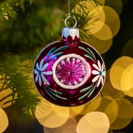 Bombka retro - reflektor 6cm różowy