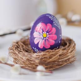 Jajko drewniane malowane - fioletowe