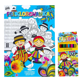 Folk colouring book + pencil crayons set