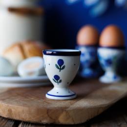 Egg cup - Bolesławiec ceramics - Blueberries