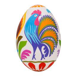 Egg with a cutout - a purple rooster