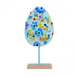 Jajko w kwiatki na nóżce - niebieskie
