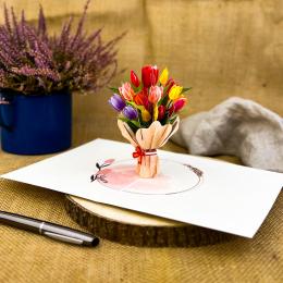 Kartka okolicznościowa 3D - Bukiet tulipanów