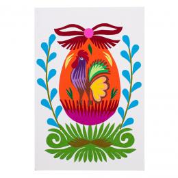 Kartka świąteczna Wielkanoc - jajko koralowe z kogutem
