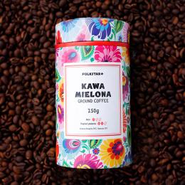 Ground coffee in a can 250g - white Lowicz pattern
