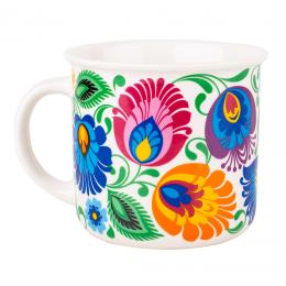 'Bogdan' mug 350 ml - white Lowicz pattern
