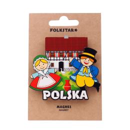 2D wooden magnet - Lower Silesian couple